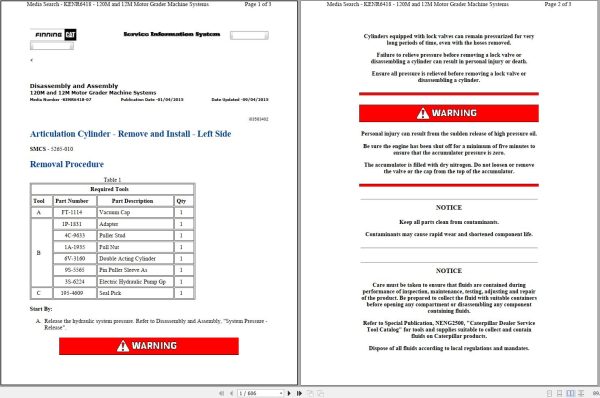 CAT Motor Grader 120M RMY Operators Service Manual and Schematics 1