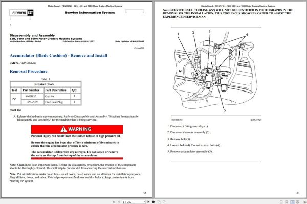 CAT Motor Grader 12H AMZ Operators Service Manual and Schematics 1