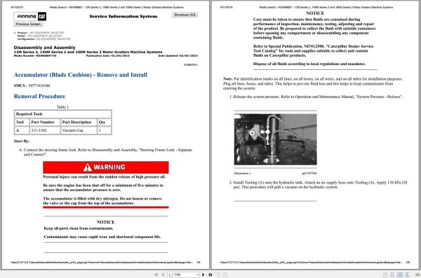 CAT Motor Grader 140M2 M9D Operators Service Manual and Schematics 1