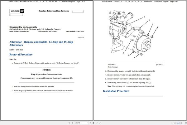 Caterpillar Engine C1.5 G7P Testing Operation Disassembly and Assembly Manual 1
