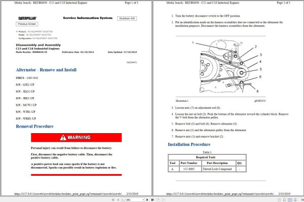 Caterpillar Engine C15 C18 WRH Operators Service Manual and Electrical Schematic 1