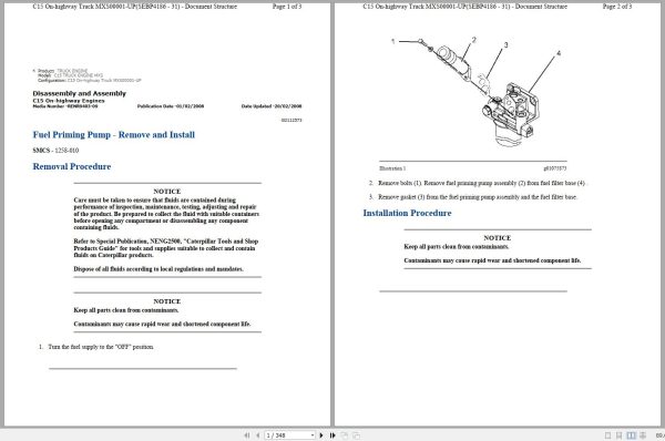 Caterpillar Engine C15 MXS Operators Service Manual and Electrical Schematics 1