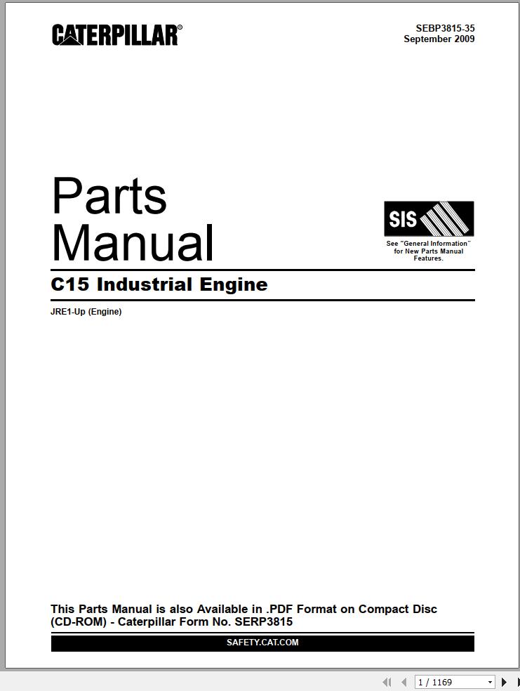 Caterpillar Engine C15 Parts Manual SEBP3815 35 1