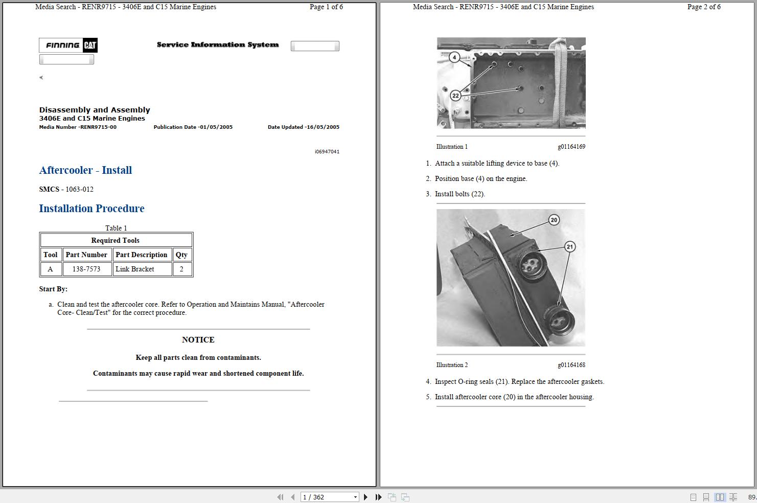 Caterpillar Engine C15 RLA Operators Service Manual and Electrical Schematics 1