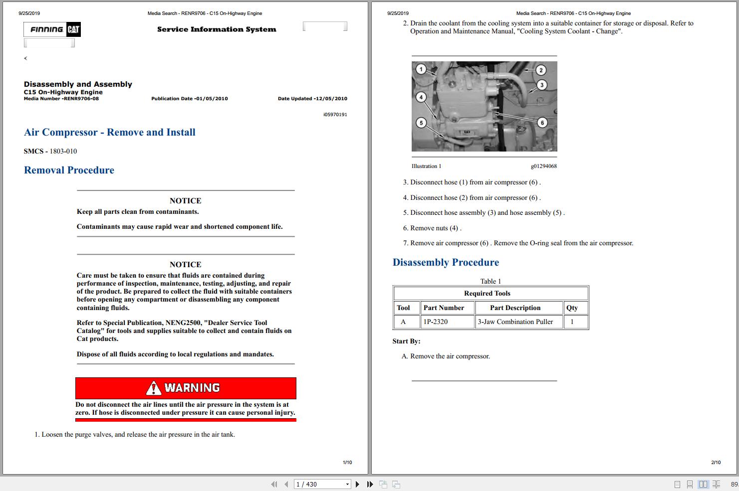 Caterpillar Engine C15 SDP Operators Service Manual and Electrical Schematics 1