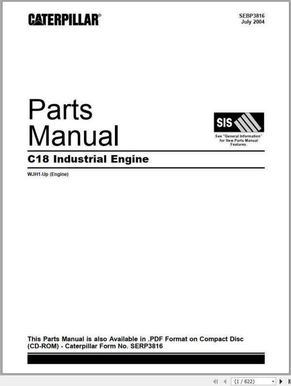 Caterpillar Engine C18 Parts Manual SEBP3816 1