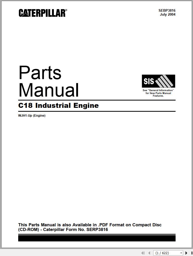 Caterpillar Engine C18 Parts Manual SEBP3816 1
