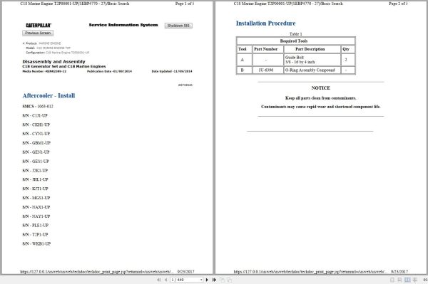Caterpillar Engine C18 T2P Disassembly and Assembly Manual and Electrical Schematics RENR2389 12 1