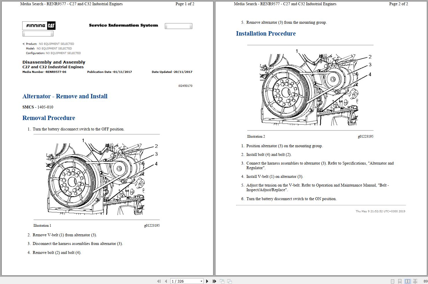 Caterpillar Engine C27 TWM Operators Service Manual and Electrical Schematics 1