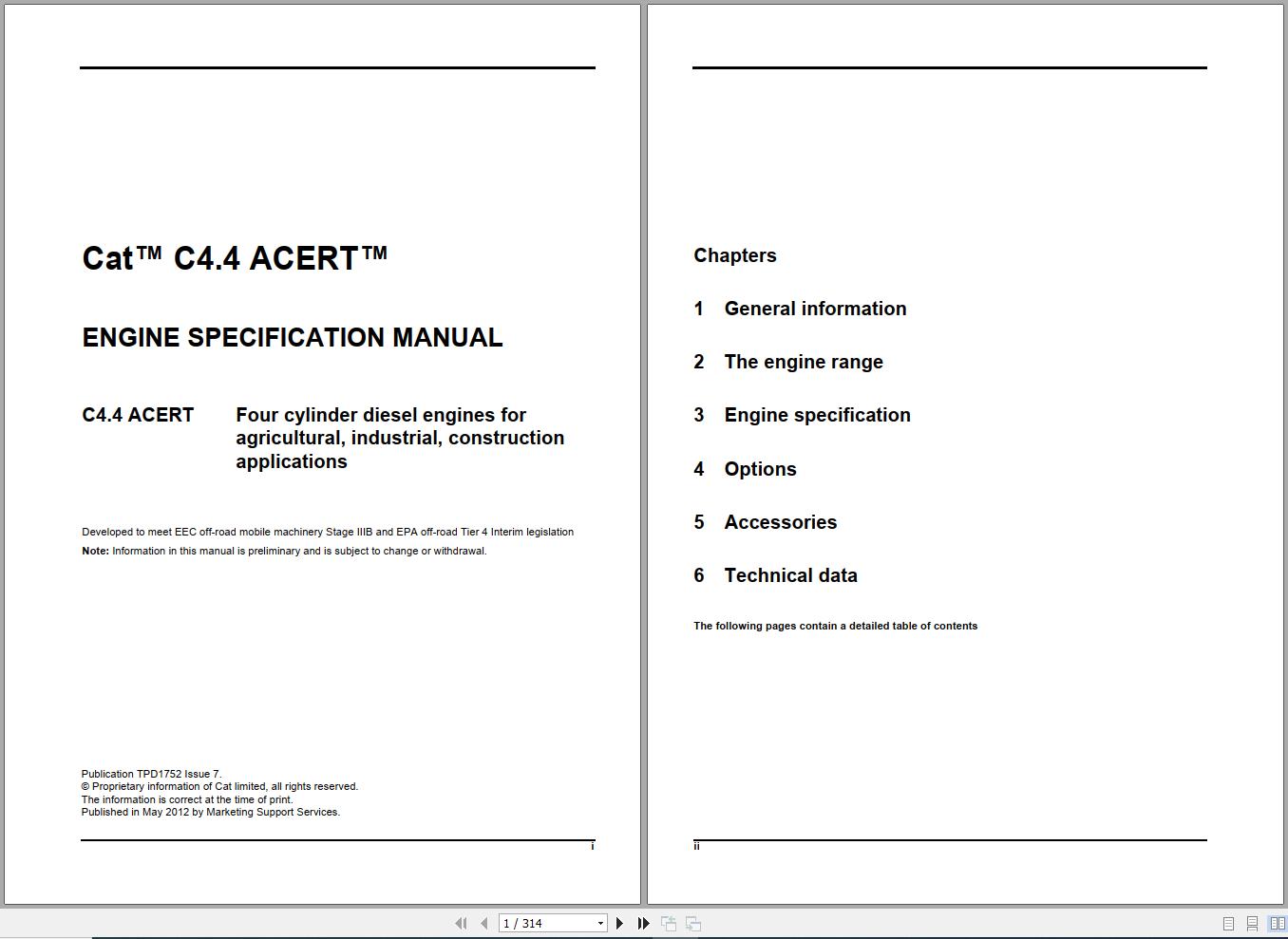 Caterpillar Engine C4.4 Acert Specification Manual TPD1752 1