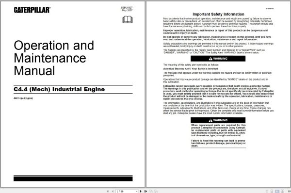 Caterpillar Engine C4.4 Mech Operation Maintenance Manual SEBU8327 1