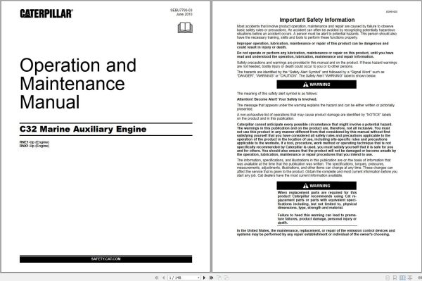 Caterpillar Engine C7 C9 C32 SDN Operation Maintenance Disassembly and Assembly Manual 3