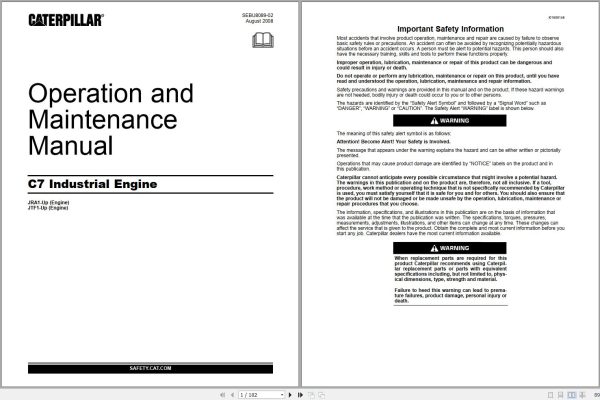 Caterpillar Engine C7 Operation Maintenance Manual SEBU8089 02 1