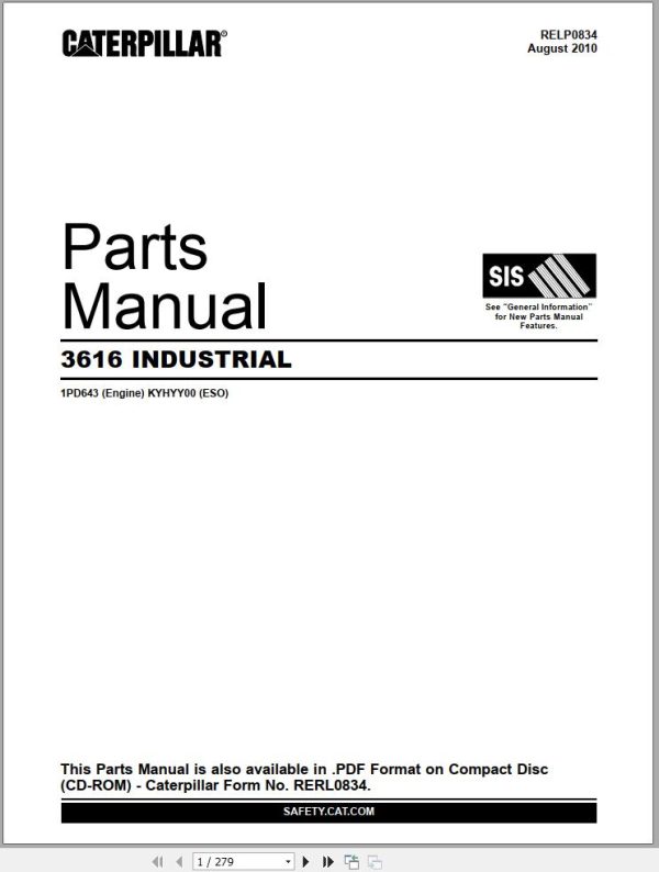 Caterpillar Generator Set 3616 Parts Manual RELP0834 1