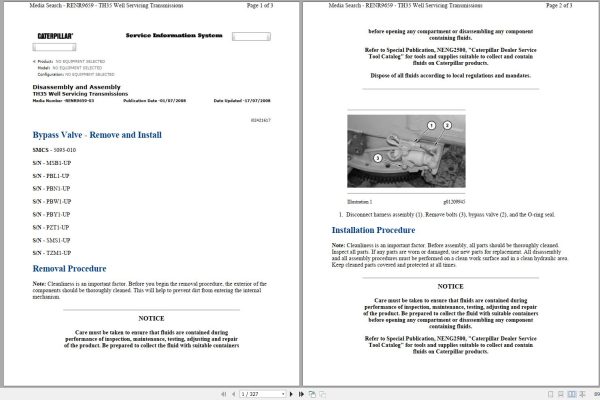 Caterpillar Petroleum Transmission TH35 E81 SMS Operators Service Manual and Schematic 1