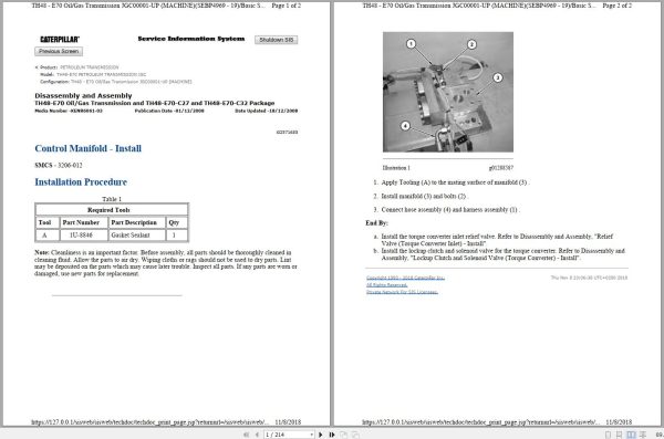 Caterpillar Petroleum Transmission TH48 E70 JGC Operators Service Manual and Schematic 1