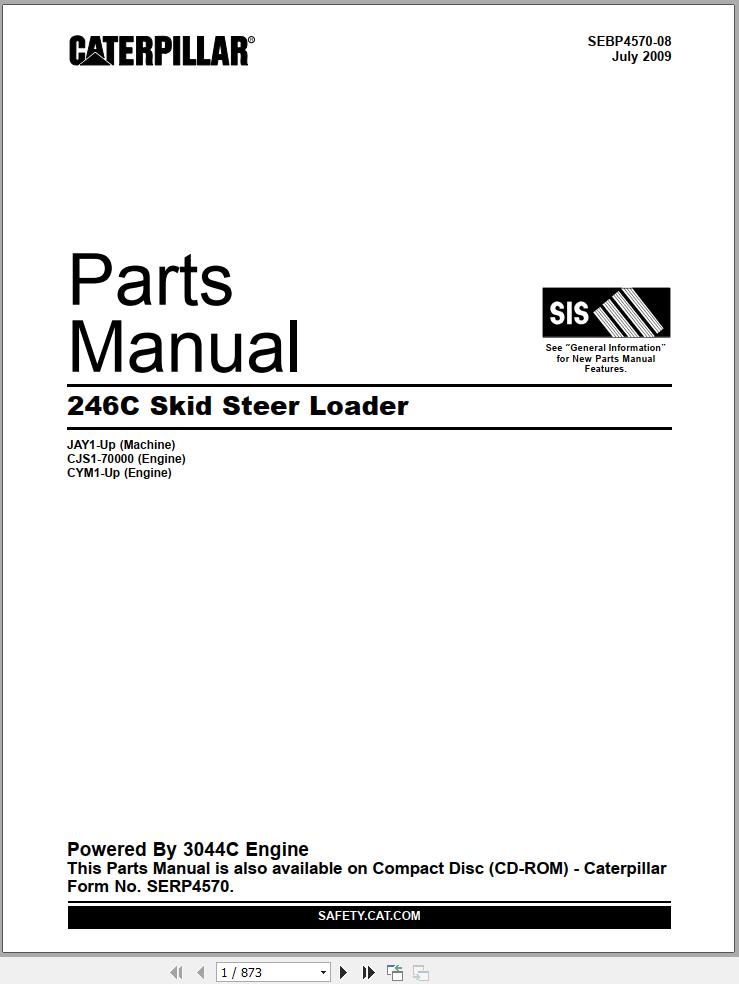 Caterpillar Skid Steer Loader 246C Parts Manual SERP4570 1