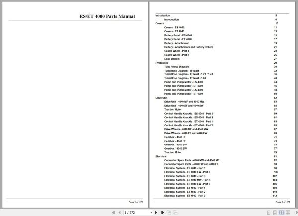 Crown Forklift ES4000 ET4000 Parts Manual 1