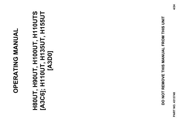 Hyster Forklift A3C6 A3D0 H80UT to H155UT Operator Manual 4313748 04 2024