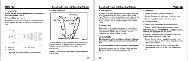 Hyster Forklift A3C6 A3D0 H80UT to H155UT Operator Manual 4313748 04 2024 1