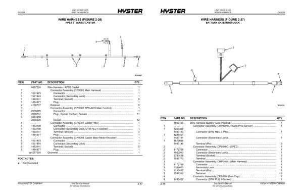 Hyster Forklift C265 N30ZDRS3 N35ZRS3 N40ZRS3 Parts Manual 4221501 04 2024 1