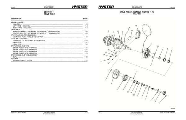 Hyster Forklift C3C1 H40A H50A H60A H70A Parts Manual 4359197 04 2024 1