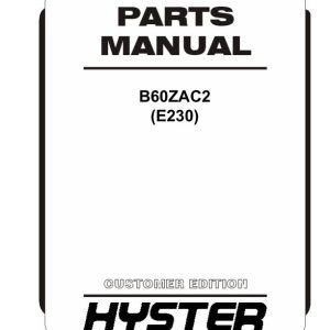 Hyster Forklift E230 B60ZAC2 Parts Manual 03.2024 4214668