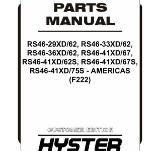Hyster Forklift F222 RS46 29XD to RS46 41XD Americas Parts Manual 4278261 04 2024
