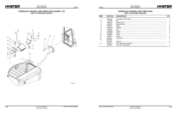 Hyster Forklift G019 H300HD H330HD H360HD H360HD 12EC Parts Manual 1660384 05 2024 1