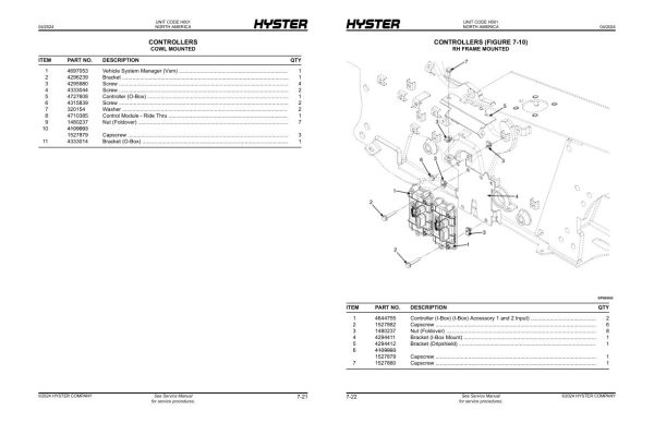 Hyster Forklift H001 H30A H35A H40AS Parts Manual 4328563 04 2024 1