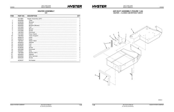 Hyster Forklift H008 H550HD to H700HDS Parts Manual 4117429 03 2024 1