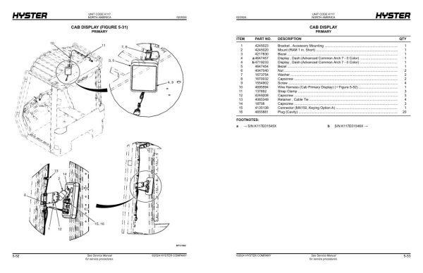 Hyster Forklift K117 H1050XD CH H1150XD CH Parts Manual 4278429 02 2024 1
