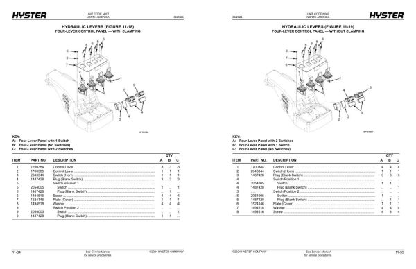 Hyster Forklift N007 H190 to H280 Parts Manual 4232084 06 2024 1