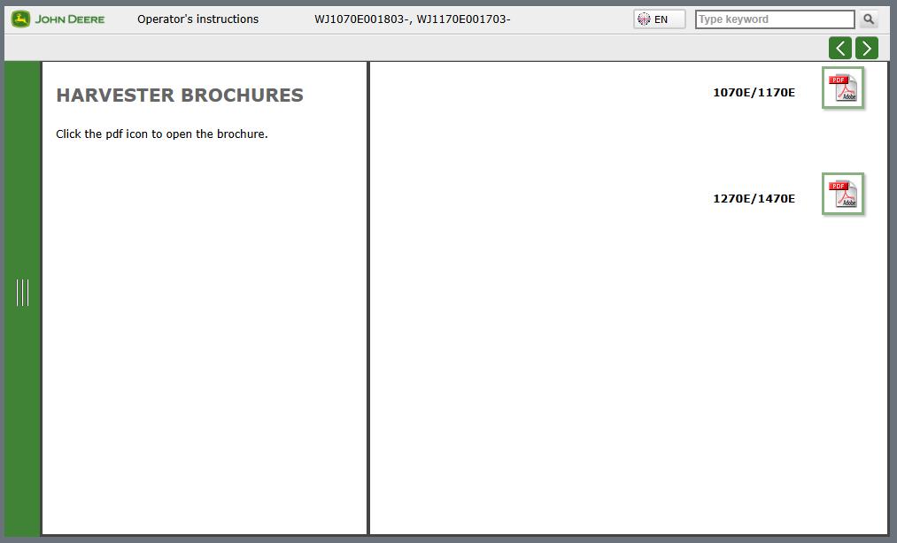 John Deere 1070E 1170E 1270E 1470E Harvester Operators Manual 2