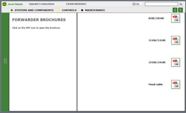 John Deere 810E 1010E 1110E 1210E 1510E 1910E FFC Harvester Operators Manual 2