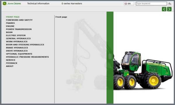 John Deere E Series 1070E 1170E 1270E 1470E Harvesters Operators Manual 1