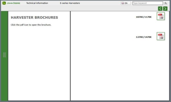 John Deere E Series 1070E 1170E 1270E 1470E Harvesters Operators Manual 2