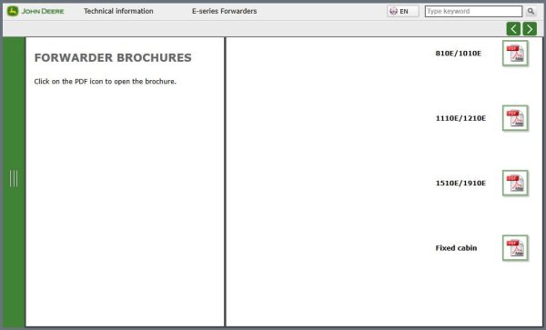 John Deere E Series 810E 1010E 1110E 1210E 1510E 1910E Forwarders Operators Manual 2