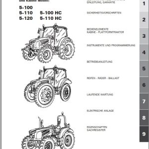 Landini Tractor 5 100 to 5 110 HC Operator Maintenance Manual 6691956A2 DE 1