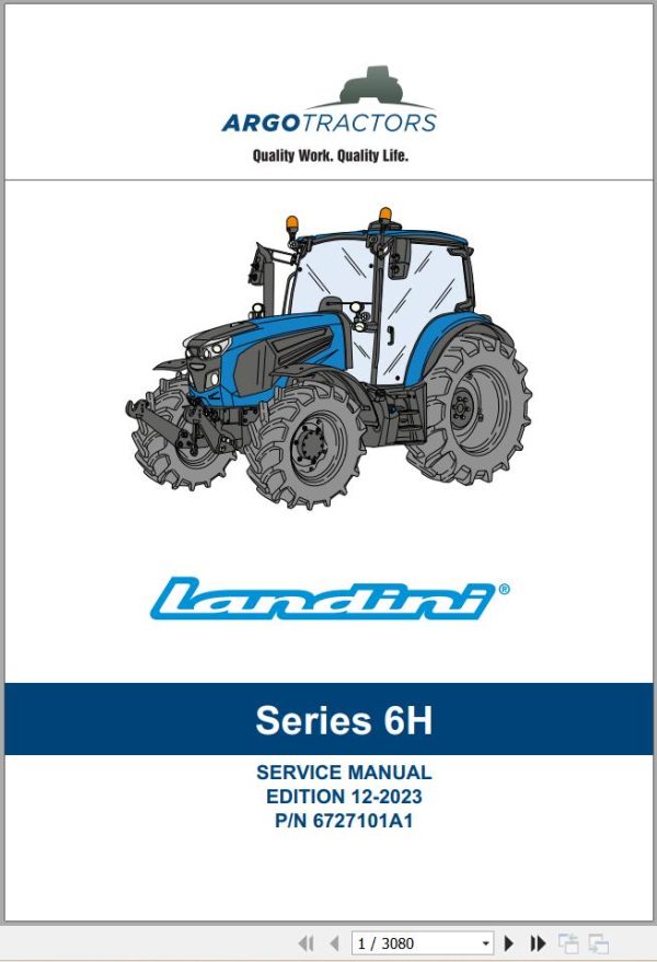 Landini Tractor 6 125H 6 135H Service Manual and Diagrams 6727101A1 1