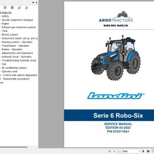 Landini Tractor 6 135 6 145 6 155 ROBO SIX Service Manual and Diagrams 6723716A1 1