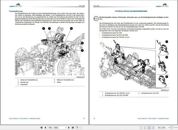 Landini Tractor 6 135 6 145 6 155 ROBO SIX Service Manual and Diagrams 6735446A1 DE 2