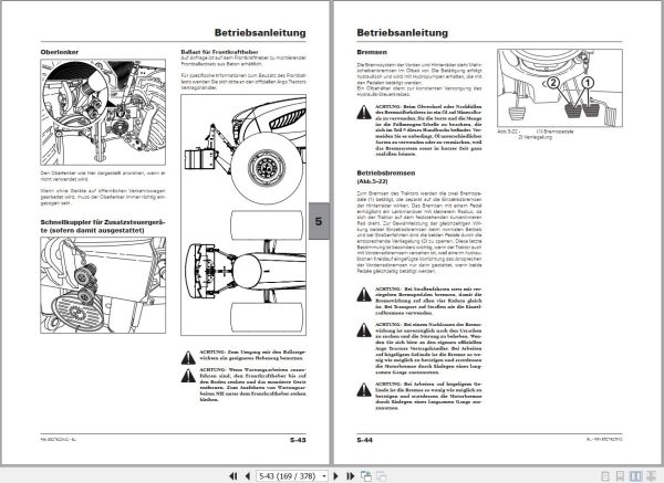 Landini Tractor 6L Series 6 145L 6 160L 6 175L Operator Maintenance Manual 6527623M2 DE 2