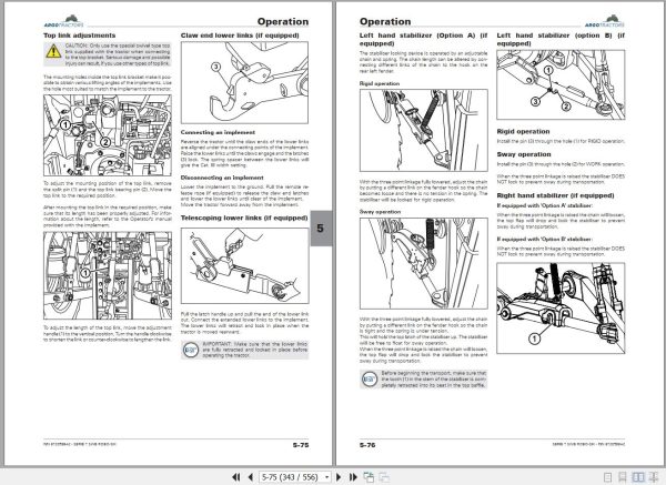 Landini Tractor 7 165 7 175 7 170 7 180 ROBO SIX Operation and Maintenance Manual 6720598A2 2