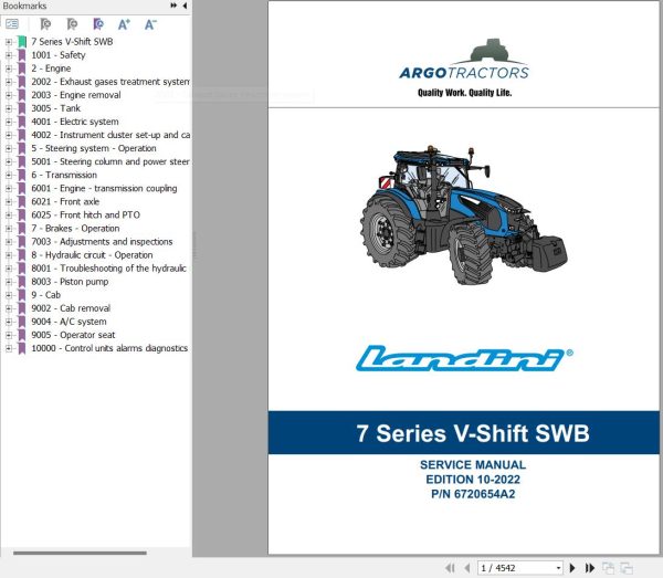 Landini Tractor 7 170 7 180 ROBO SIX Service Manual and Diagrams 6720654A2 1