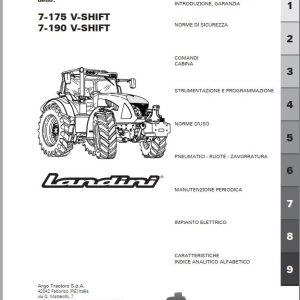 Landini Tractor 7 175 7 190 V SHIFT Operation and Maintenance Manual 6603449A2 IT 1
