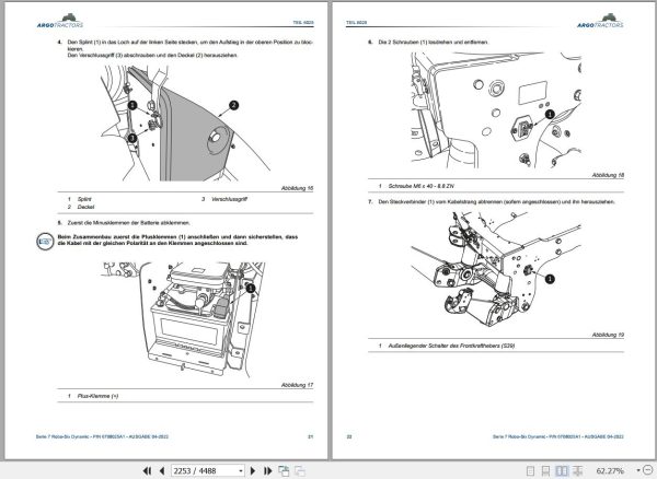 Landini Tractor 7 200 7 210 7 230 ROBO SIX Service Manual and Diagrams 6708025A1 DE 2