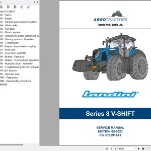 Landini Tractor 8 270 8 310 V SHIFT Service Manual and Diagrams 6723914A1 1