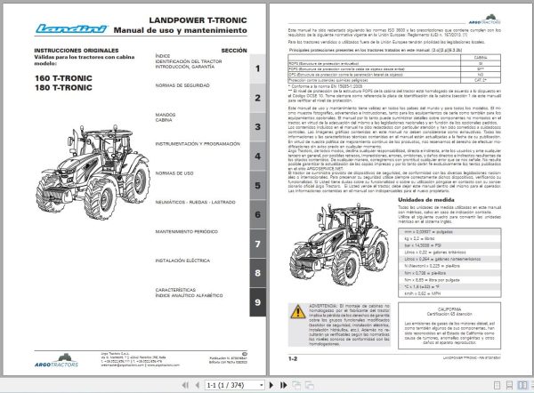 Landini Tractor Atlas 70 75 80 85 90 100 Operation and Maintenance Manual 3651943M2 ES 1