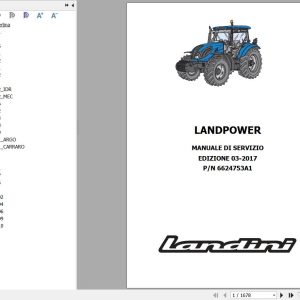 Landini Tractor LANDPOWER 125 135 145 165 Service Manual and Diagrams 6624753A1 IT 1